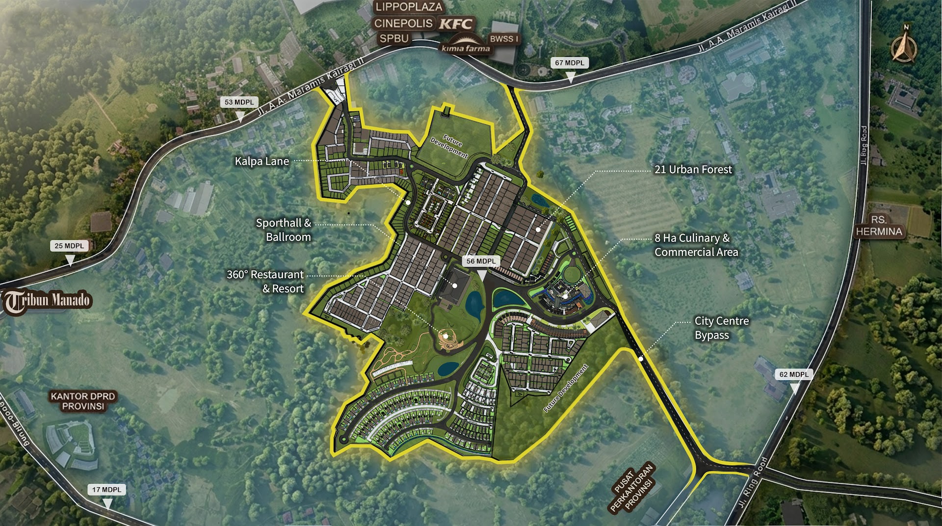 Master-planned coastal estate site drawing in Kairagi, Manado